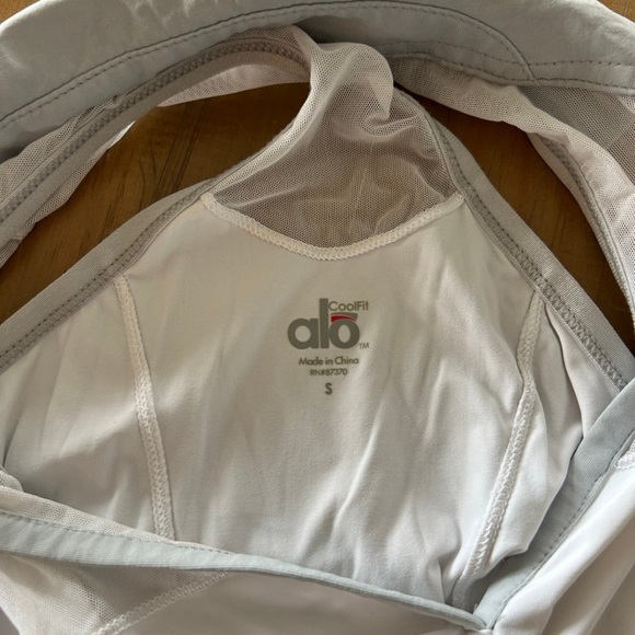 Alo White with Mesh collared Racerback Tank Top - Picture 4 of 5